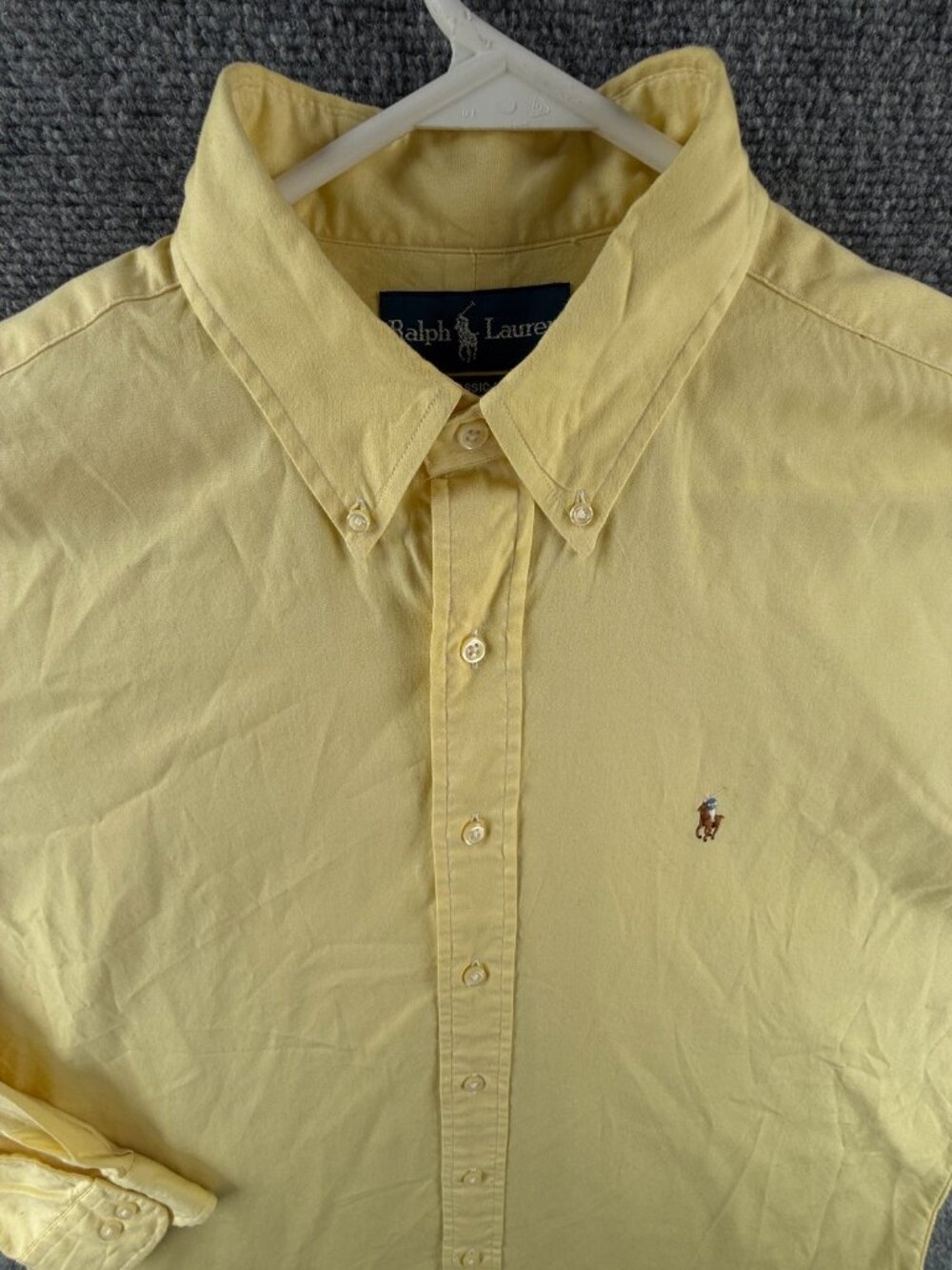 Ralph Lauren Yellow Long Sleeve Classic Fit 16 34/35 Woven Oxford Cotton Men